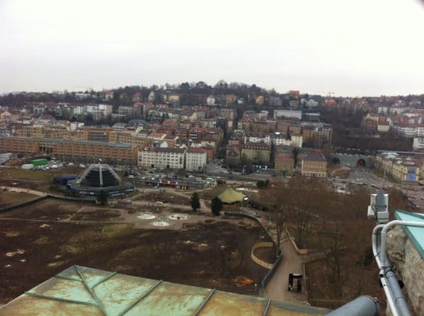 Blick vom Bahnhofsturm auf den Mittleren Schlossgarten Stuttgart am 23. Februar 2012 - Foto © Welz 